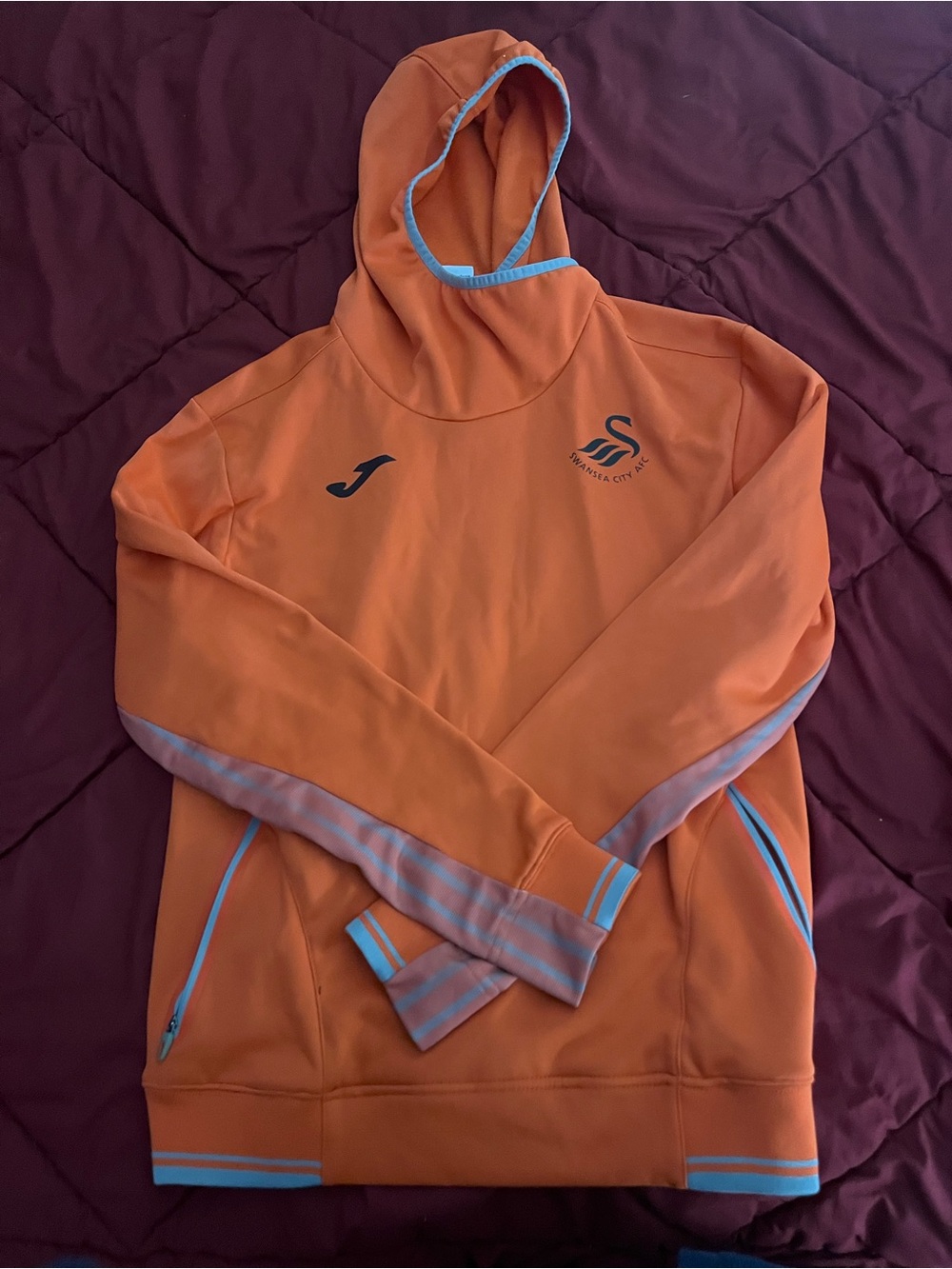 Swansea City AFC Joma Training Hoodie Mens M Orange Blue Soccer Football NWOT - Picture 2 of 3